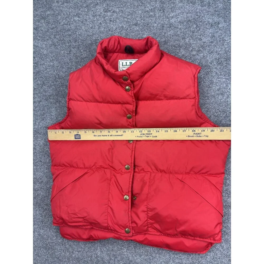 Vintage LL Bean Vest Mens Small Red Nylon Puffer Snap Front Outdoor Hiking‎
